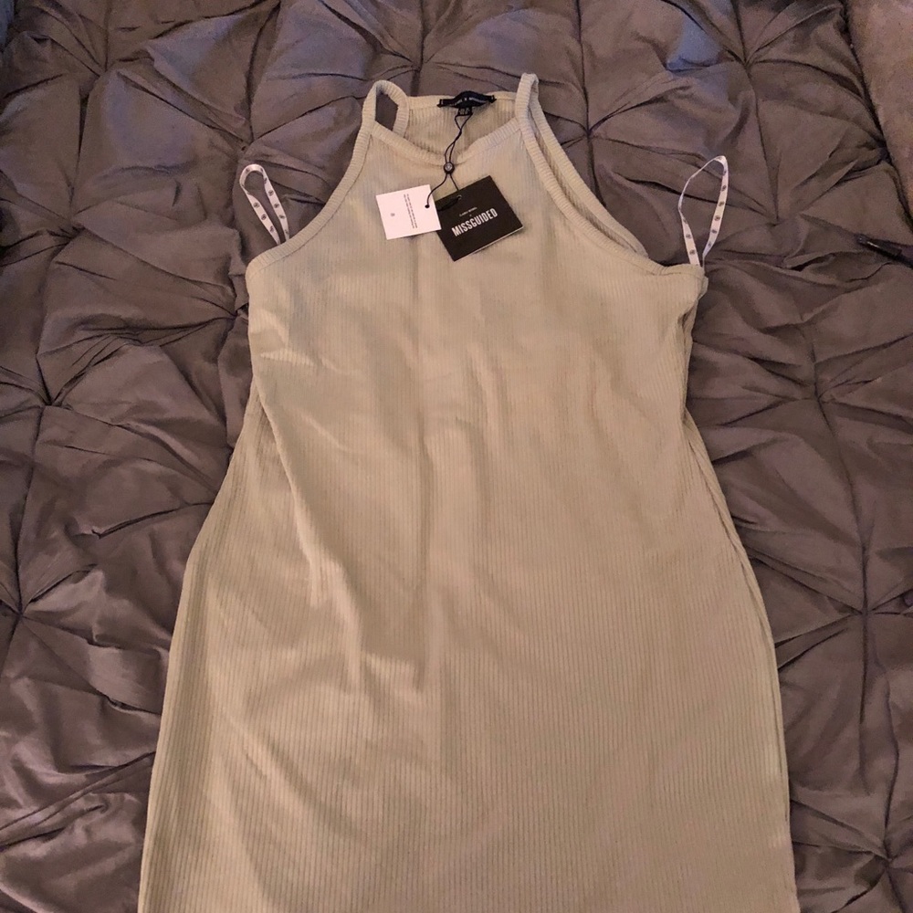 Carli Bybel x Missguided - mint green ribbed dress